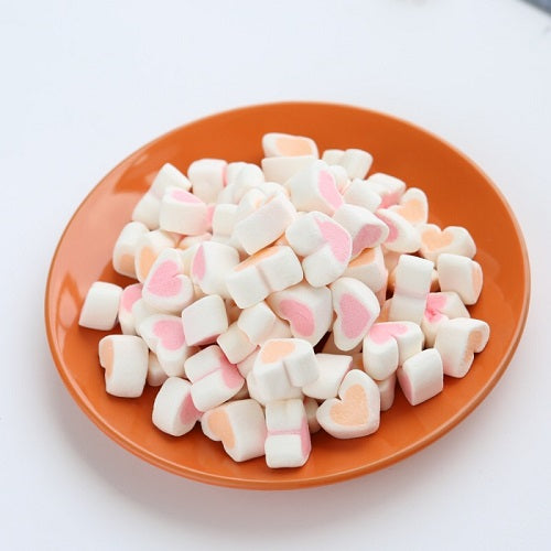 JEET BY KSHS Marshmallows Pure Veg - 80 Pieces, Strawberry & Vanilla Flavour, Heart Shape Candy